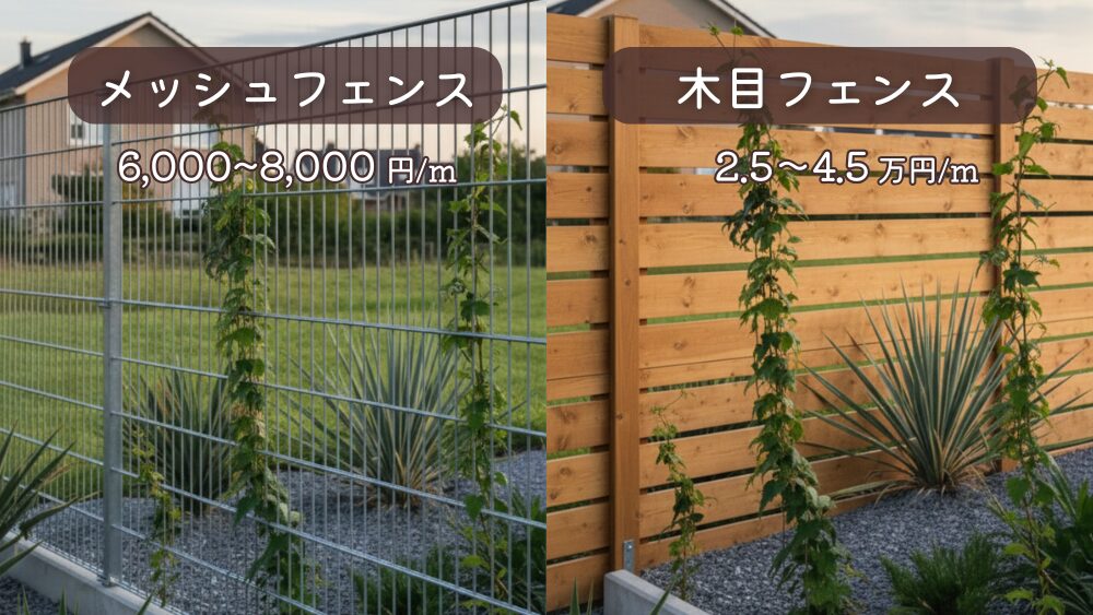 メッシュフェンスと木目フェンスの違い