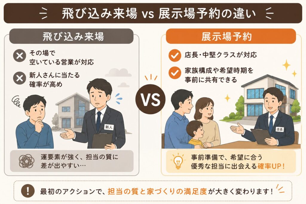 飛び込み来場と展示場予約の違い