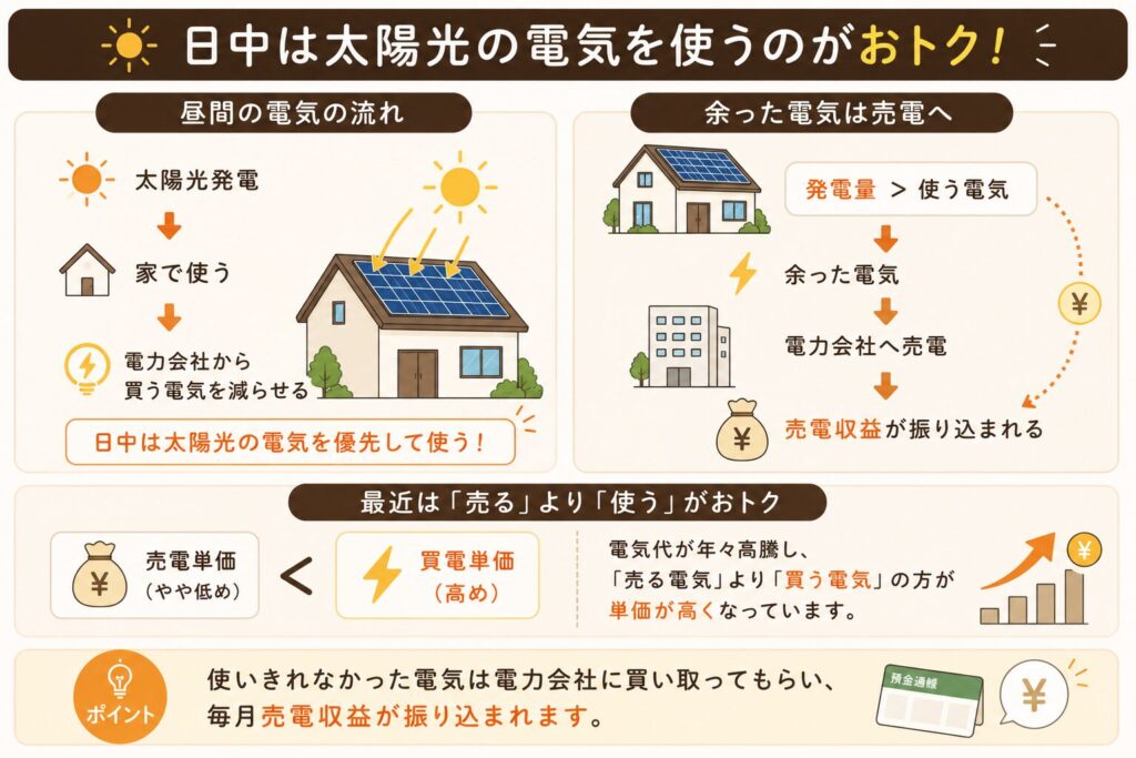 日中は太陽光の電気を使うのがおトク