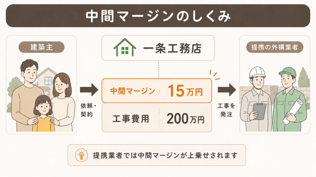 一条工務店の外構の中間マージンのしくみ
