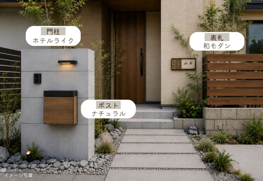 門柱を玄関の主役にする2
