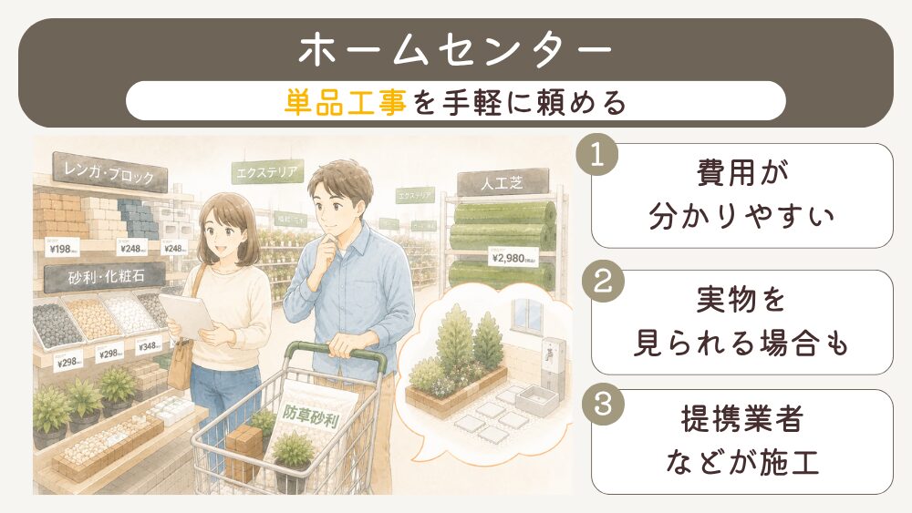 ホームセンターでの外構施工の特徴