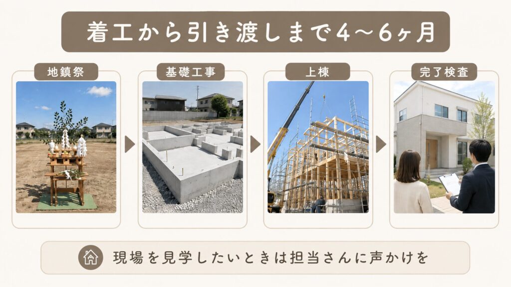 着工から引き渡しまで4〜6ヶ月