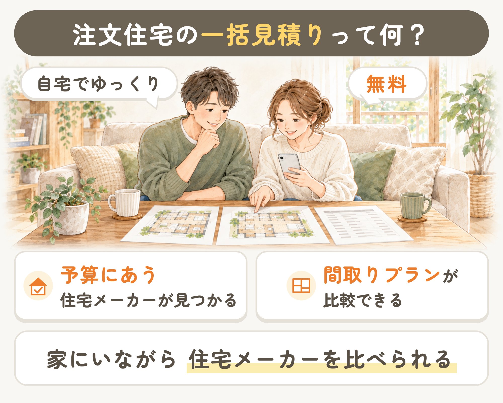 注文住宅の一括見積りとは。家にいながら住宅メーカーを比べられる